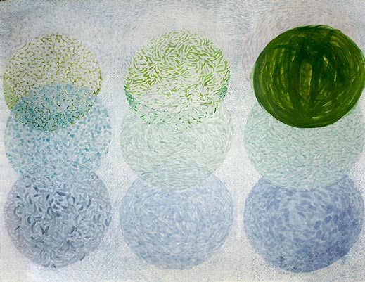 <strong> No. 1011:</strong>   Photosynthesis – Experiment / 2011 / błona - malarstwo na jedwabiu / 215 x 270 cm