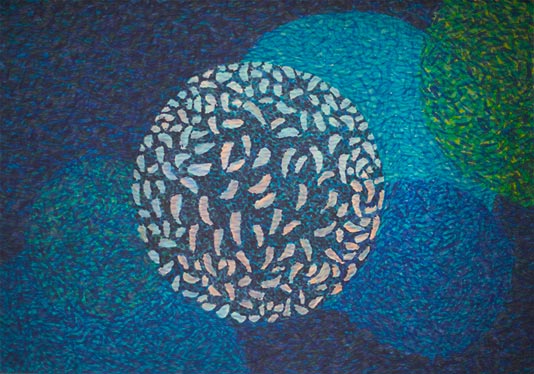  <strong> No. 1008:</strong>    Woda 2 / 2012 / błona - malarstwo na jedwabiu / 135 x 200 cm